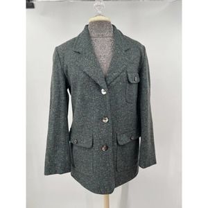 L.L. Bean Vintage Women's green wool blazer jacket size 10 petite